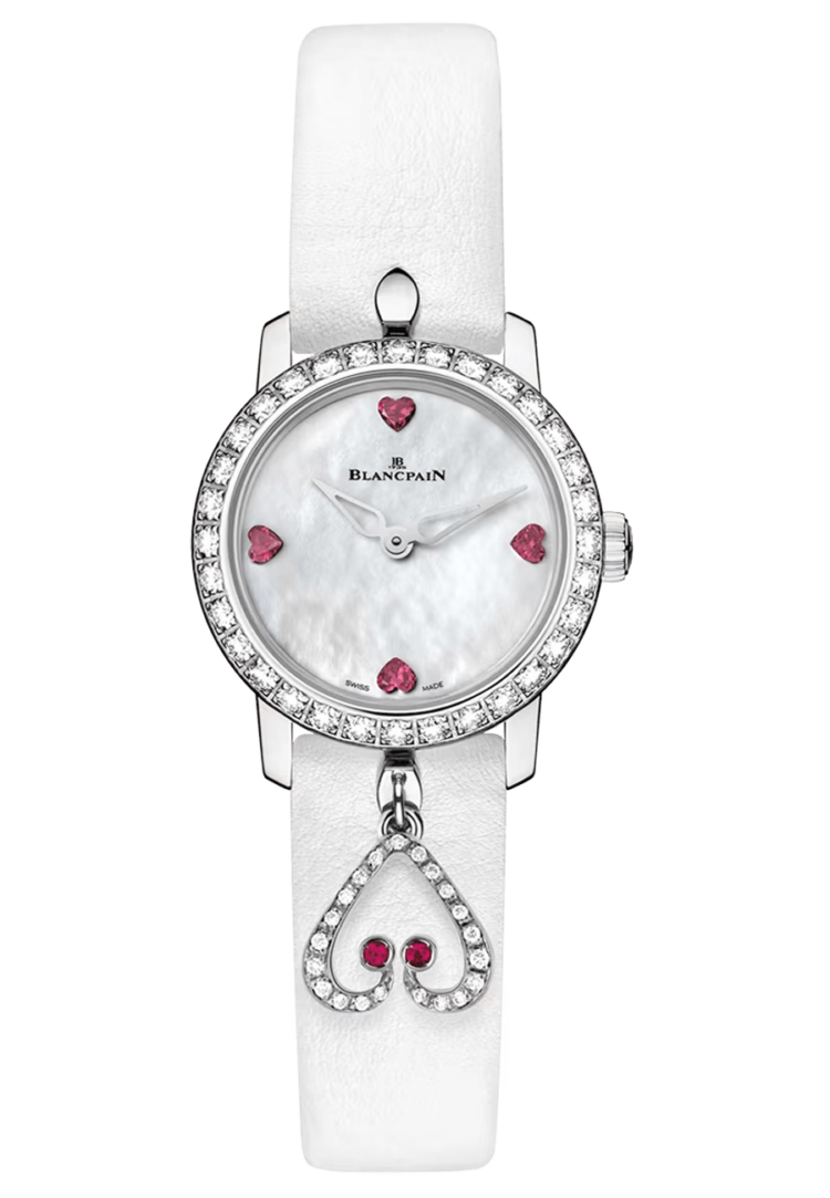 Blancpain 0063 1997 58A Ladybird Ultraplate Hearts White Gold Diamond Ostrich Ladies
