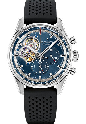 Zenith 03.20416.4061/51.R576 Chronomaster El Primero Open Steel - Blue Dial - Black Rubber Strap Main image