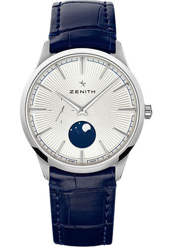 Zenith 03.3100.692/01.C922 Elite Moonphase Steel - Silver Dial - Leather Strap Main image