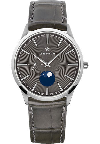 Zenith 03.3100.692/03.C923 Elite Moonphase Steel - Slate-Grey Dial - Grey Alligator Strap Main image