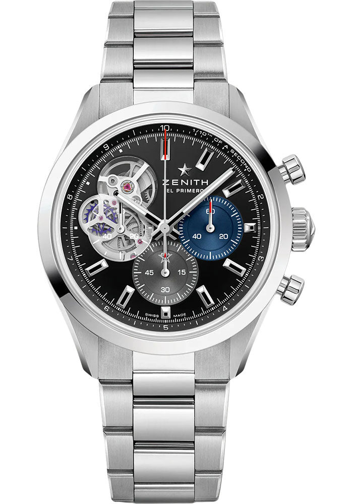 Zenith 03.3300.3604/21.M3300 Chronomaster Open 39.5mm Steel Case - Black Matte Dial - An Integrated Steel Bracelet