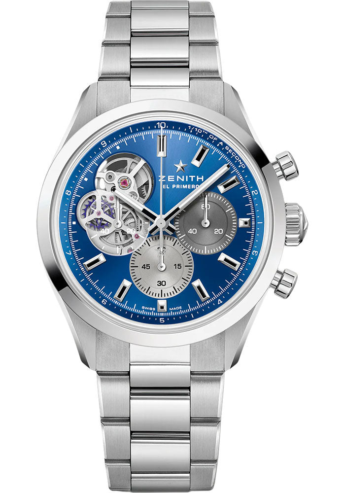 Zenith 03.3300.3604/51.M3300 Chronomaster Open 39.5mm Steel Case - Blue Dial - An Integrated Steel Bracelet