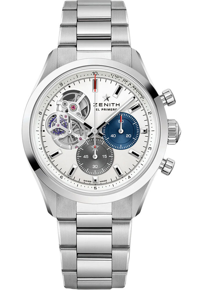 Zenith 03.3300.3604/69.M3300 Chronomaster Open 39.5mm Steel Case - Silver Matte Dial - An Integrated Steel Bracelet