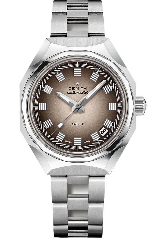 Zenith 03.A3642.670/75.M3642 Defy Revival A3642 37mm Steel Case - Gradient Brown Dial - Stainless Steel Ladder Bracelet Main image