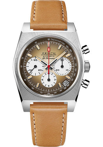 Zenith 03.A384.400/385.C855 Chronomaster Revival El Primero A385 Steel - Gradient Brown Dial - Leather Strap Main image