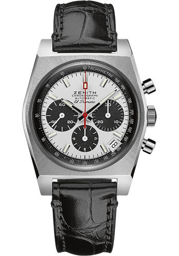 Zenith 03.A384.400/21.C815 50th El Primero Anniversary El Primero A384 Revival Steel - White Panda Dial - Black Alligator Strap Main image