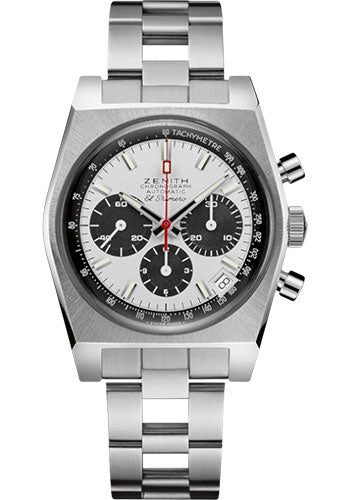 Zenith 03.A384.400/21.M384 Chronomaster El Primero A384 Revival Steel - White Panda Dial - Stainless Steel Ladder Bracelet Main image