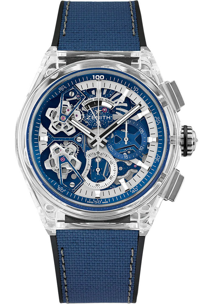 Zenith 04.9000.9020/00.R920 Defy Double Tourbillon 46mm Sapphire Case - Openworked Dial - Black Rubber Strap Main image