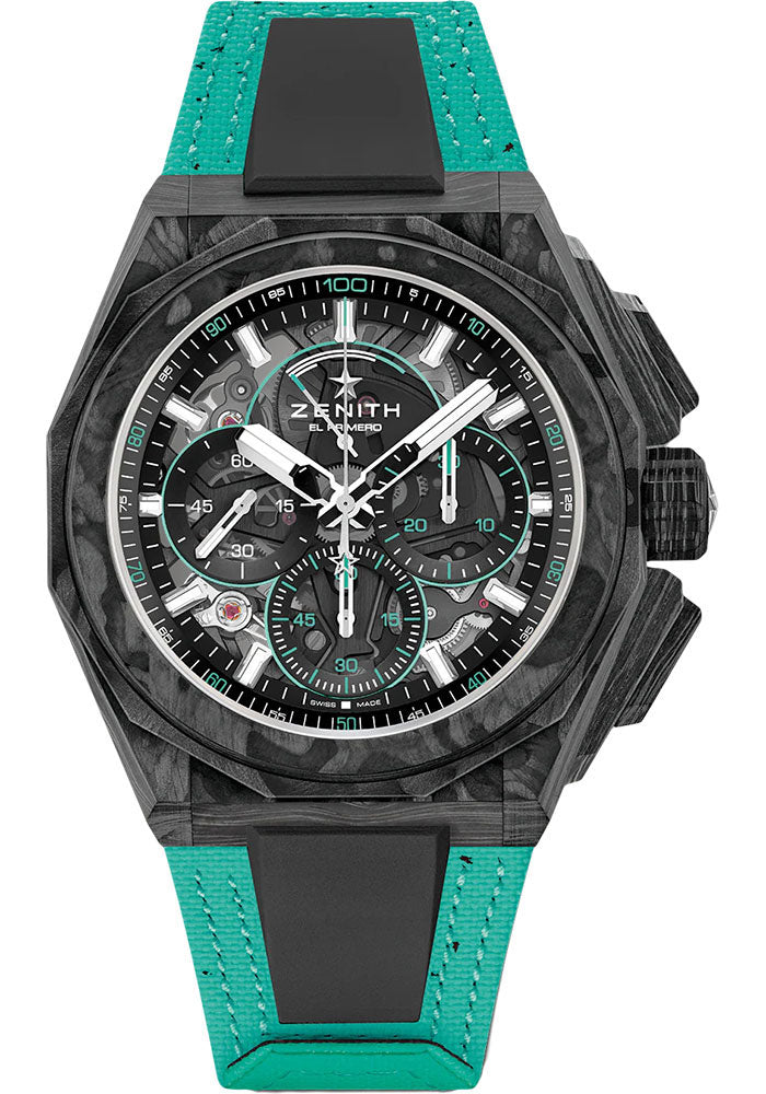 Zenith 10.9101.9004/60.I310 Defy Extreme E Second Edition 45mm Carbon Case - Tinted Sapphire Dial - Vital Green Velcro (Recycled Tires) Strap Main image