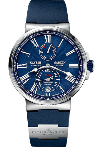 Ulysse Nardin Marine Chronometer Annual Calendar 43mm - Steel Case - Blue Dial - Rubber Strap