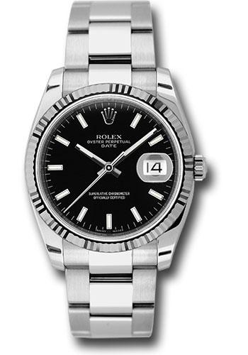 Rolex 115234 Date 34 Fluted Bezel - Black Index Dial - bkso Main image