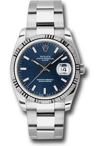 Rolex 115234 Date 34 Fluted Bezel - Blue Index Dial - blio Main image