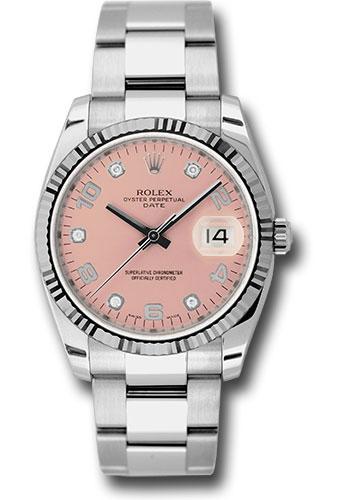 Rolex 115234 Date 34 Fluted Bezel - Pink Five Diamond Dial - pdo Main image