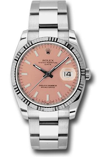 Rolex 115234 Date 34 Fluted Bezel - Pink Index Dial - pso