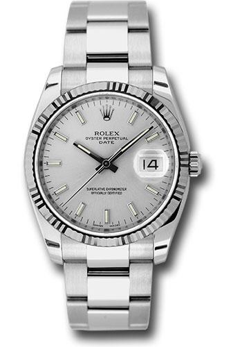 Rolex 115234 Date 34 Fluted Bezel - Silver Index Dial - sso Main image