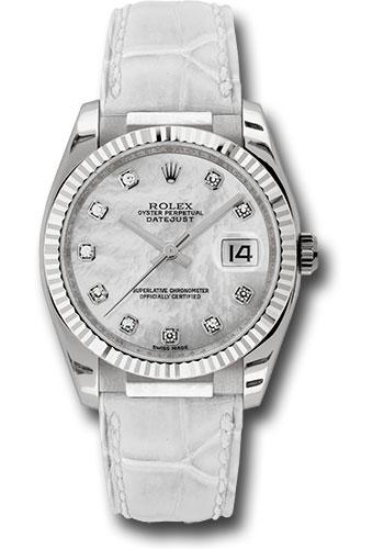 Rolex Datejust 116139 White Gold 36 Fluted Bezel - Mother-Of-Pearl Diamond Dial - Leather - mdw Main image