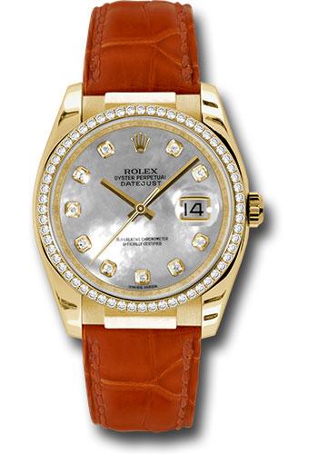 Rolex Datejust 116188 Yellow Gold 36 60 Diamond Bezel - Mother-Of-Pearl Diamond Dial - Leather - md