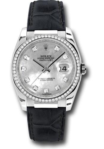Rolex Datejust 116189 White Gold 36 60 Diamond Bezel - Mother-Of-Pearl Diamond Dial - Leather - md Main image