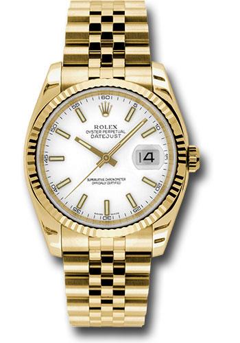 Rolex Datejust 116238 Yellow Gold 36 Fluted Bezel - White Index Dial - Jubilee Bracelet - wsj Main image