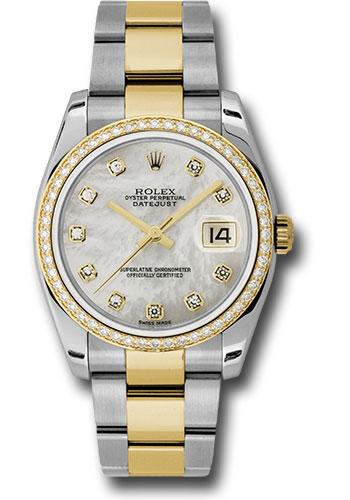 Rolex Datejust 116243 Steel and Yellow Gold Rolesor 36 52 Diamond Bezel - Mother-Of-Pearl Diamond Dial - Oyster Bracelet - mdo Main image