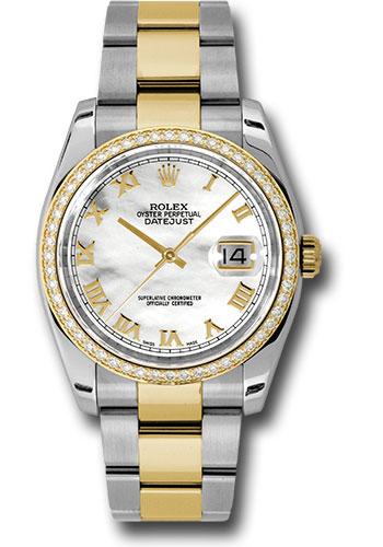 Rolex Datejust 116243 Steel and Yellow Gold Rolesor 36 52 Diamond Bezel - Mother-Of-Pearl Roman Dial - Oyster Bracelet - mro Main image