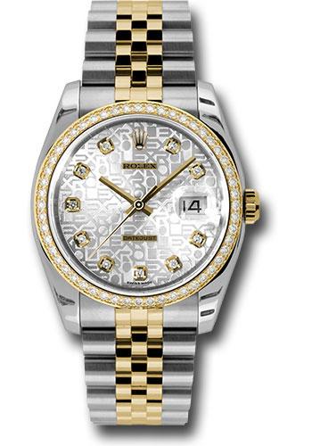 Rolex Datejust 116243 Steel and Yellow Gold Rolesor 36 52 Brilliant-Cut Diamond Bezel - Silver Jubilee Diamond Dial - Jubilee Bracelet - sjdj Main image