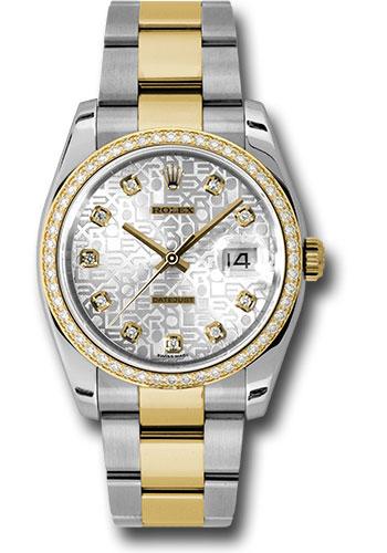 Rolex Datejust 116243 Steel and Yellow Gold Rolesor 36 52 Diamond Bezel - Silver Jubilee Diamond Dial - Oyster Bracelet - sjdo