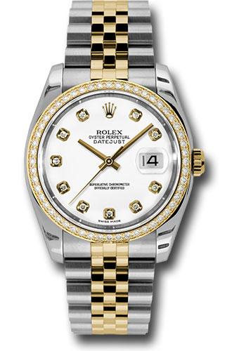 Rolex Datejust 116243 Steel and Yellow Gold Rolesor 36 52 Brilliant-Cut Diamond Bezel - White Diamond Dial - Jubilee Bracelet - wdj Main image