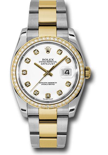 Rolex Datejust 116243 Steel and Yellow Gold Rolesor 36 52 Diamond Bezel - White Diamond Dial - Oyster Bracelet - wdo