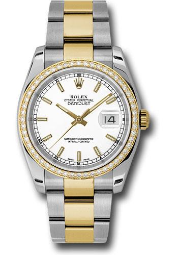 Rolex Datejust 116243 Steel and Yellow Gold Rolesor 36 52 Diamond Bezel - White Index Dial - Oyster Bracelet - wio Main image