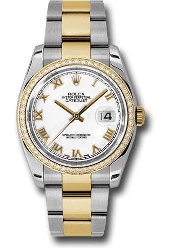 Rolex Datejust 116243 Steel and Yellow Gold Rolesor 36 52 Diamond Bezel - White Roman Dial - Oyster Bracelet - wro Main image