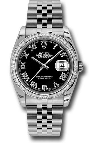 Rolex Datejust 116244 Steel and White Gold 36 52 Diamond Bezel - Black Roman Dial - Jubilee Bracelet - bkrj Main image