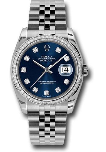 Rolex Datejust 116244 Steel and White Gold 36 52 Diamond Bezel - Blue Diamond Dial - Jubilee Bracelet - bldj Main image