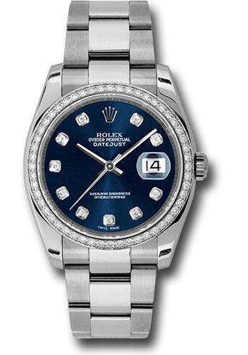 Rolex Datejust 116244 Steel and White Gold 36 52 Diamond Bezel - Blue Diamond Dial - Oyster Bracelet - bldo
