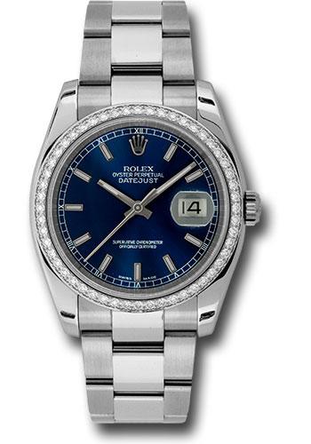 Rolex Datejust 116244 Steel and White Gold 36 52 Diamond Bezel - Blue Index Dial - Oyster Bracelet - blio Main image