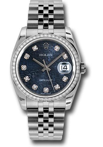 Rolex Datejust 116244 Steel and White Gold 36 52 Diamond Bezel - Blue Jubilee Diamond Dial - Jubilee Bracelet - bljdj