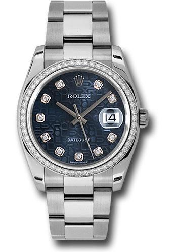 Rolex Datejust 116244 Steel and White Gold 36 52 Diamond Bezel - Blue Jubilee Diamond Dial - Oyster Bracelet - bljdo