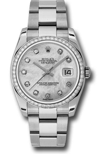 Rolex Datejust 116244 Steel and White Gold 36 52 Diamond Bezel - Mother-Of-Pearl Diamond Dial - Oyster Bracelet - mdo