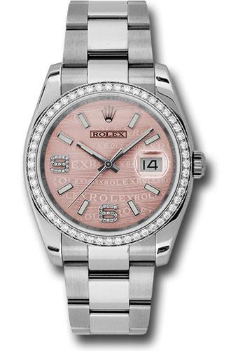 Rolex Datejust 116244 Steel and White Gold 36 52 Diamond Bezel - Pink Wave Diamond 6 And 9 Arabic Dial - Oyster Bracelet - pwdao Main image