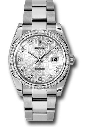 Rolex Datejust 116244 Steel and White Gold 36 52 Diamond Bezel - Silver Jubilee Diamond Dial - Oyster Bracelet - sjdo