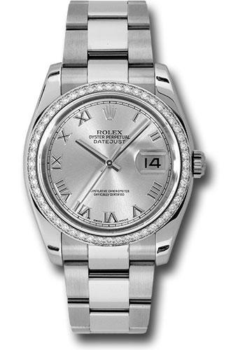 Rolex Datejust 116244 Steel and White Gold 36 52 Diamond Bezel - Silver Roman Dial - Oyster Bracelet - sro Main image