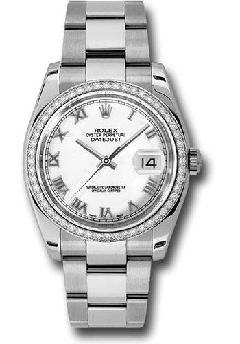 Rolex Datejust 116244 Steel and White Gold 36 52 Diamond Bezel - White Roman Dial - Oyster Bracelet - wro Main image