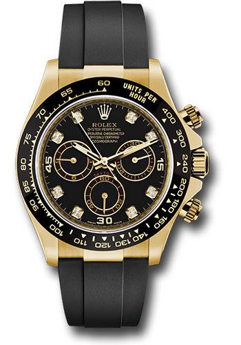 Rolex Cosmograph Daytona 116518LN Yellow Gold 40 Black Diamond Dial - Black Oysterflex Strap - bkdof Main image
