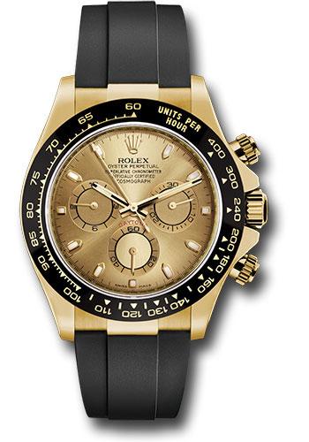 Rolex Cosmograph Daytona 116518LN Yellow Gold 40 Champagne Index Dial - Black Oysterflex Strap - chof Main image