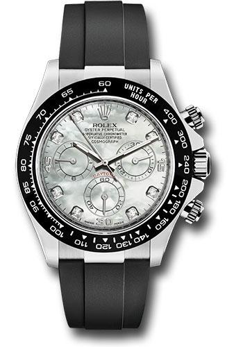 Rolex Cosmograph Daytona 116519LN White Gold 40 Mother-of-Pearl Diamond Dial - Black Oysterflex Strap - mdof Main image