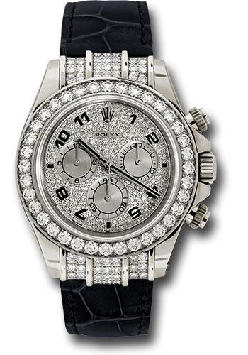 Rolex Cosmograph Daytona 116599RBR White Gold 40 Pave Diamond Enamel Arabic Dial - Black Leather Strap Main image