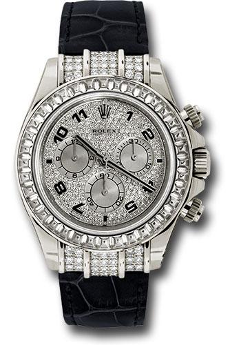 Rolex Cosmograph Daytona 116599TBR White Gold 40 Pave Diamond Enamel Arabic Dial - Black Leather Strap Main image