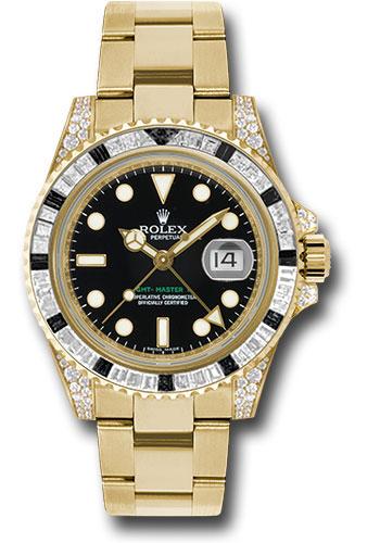 Rolex GMT-Master II 116758SANR Yellow Gold 40 Diamond And Black Sapphire Bezel - Black Dial - Oyster Bracelet