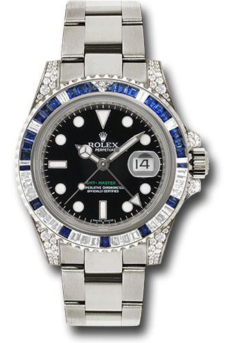 Rolex GMT-Master II 116759SA White Gold 40 Diamond And Blue Sapphire Bezel - Black Dial - Oyster Bracelet