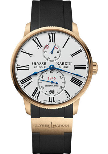 Ulysse Nardin Marine Torpilleur 42mm - Rose Gold Case - White Dial - Rubber Strap